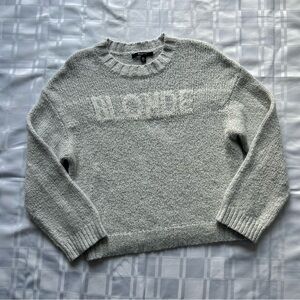 Brunette the Label Grey ‘BLONDE’ Knit Crewneck Sweater